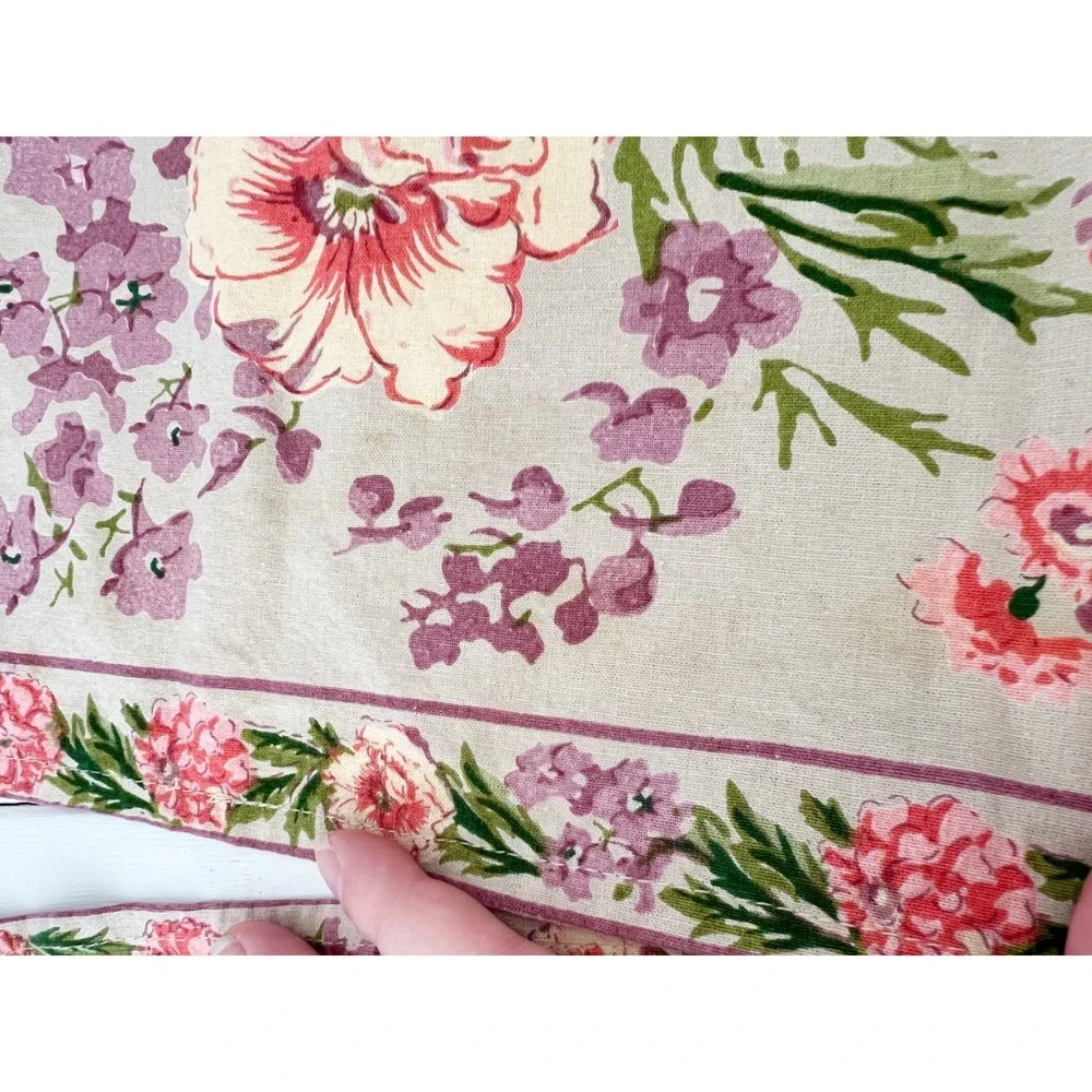 April Cornell‎ Placemats and Napkins Beige Pink Floral Scalloped Quilted Set